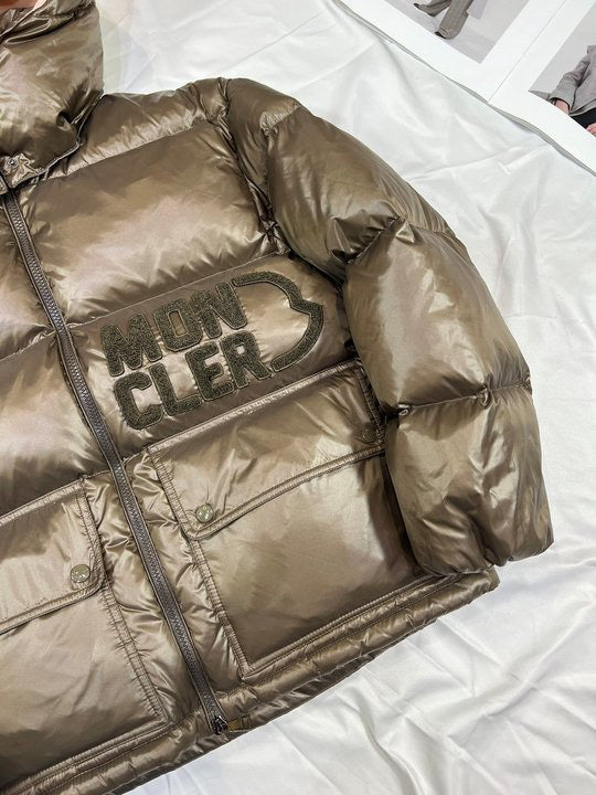 Khaki brown pink mon down jacket
