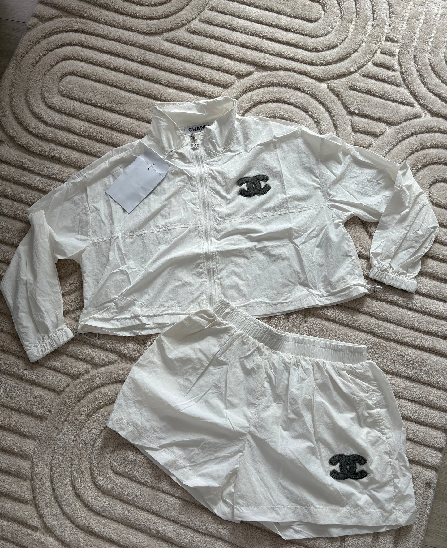 Cc windbreaker co ord set white cream