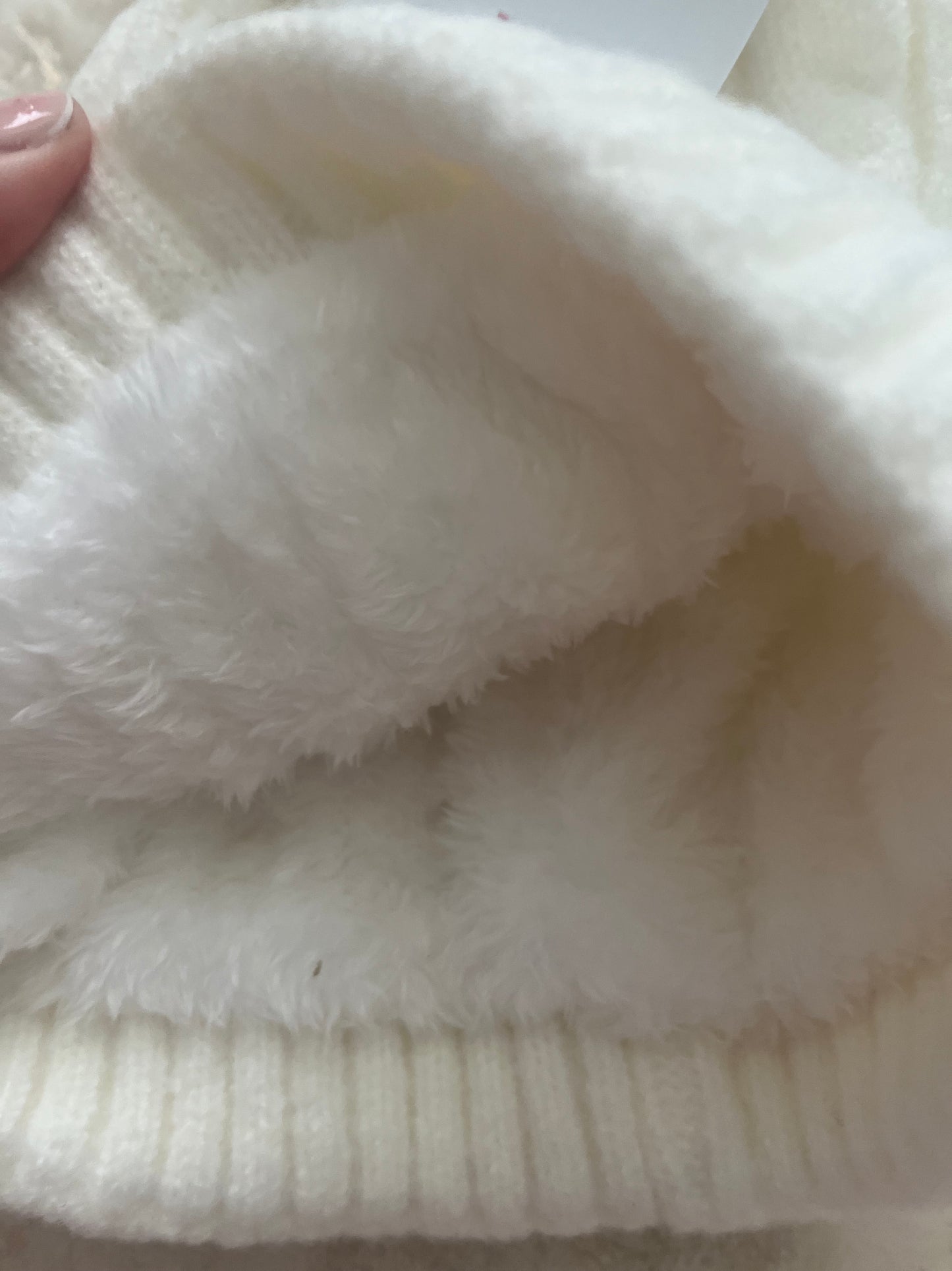cream fleece lined mon hat