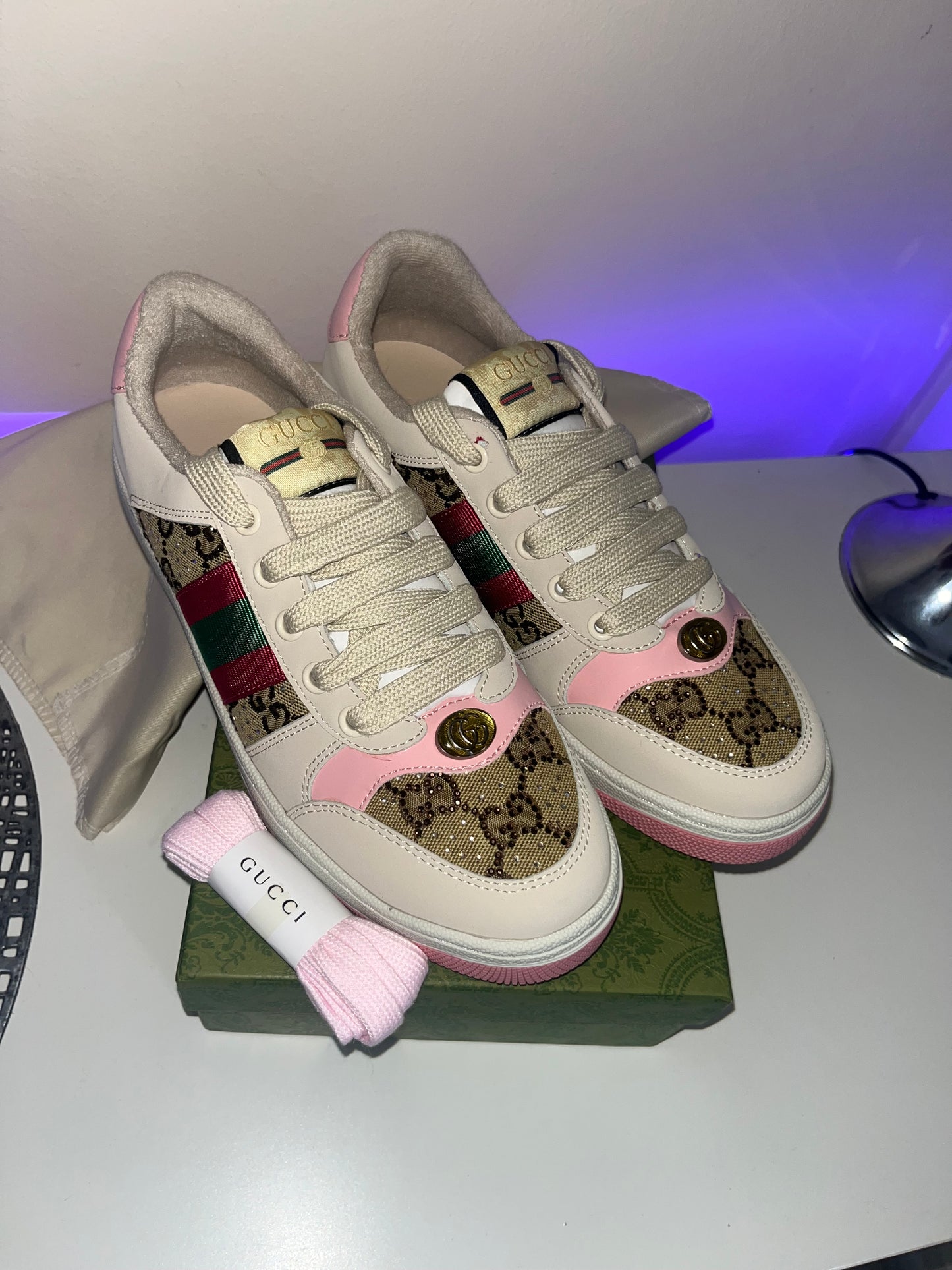 GG diamanté runner pink