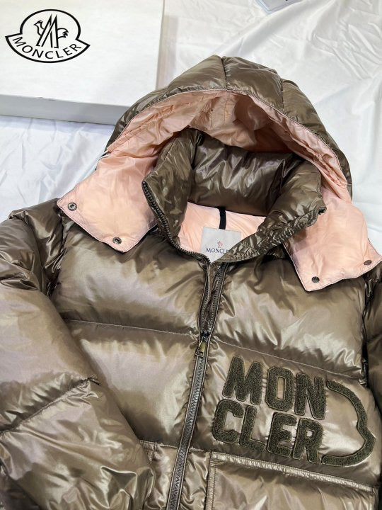 Khaki brown pink mon down jacket