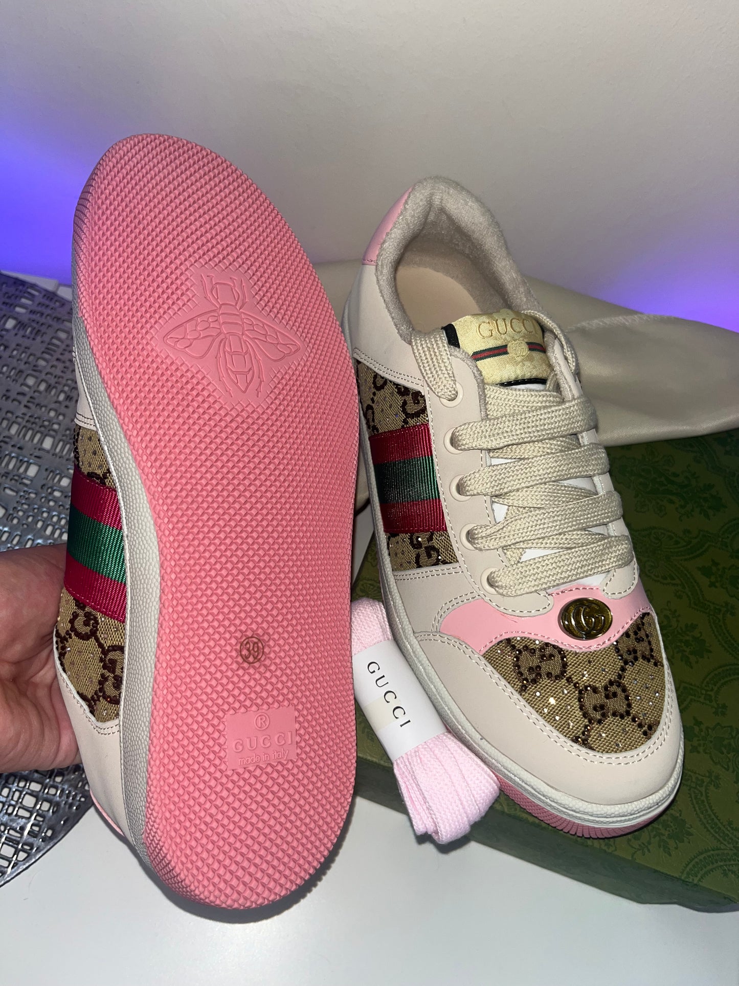 GG diamanté runner pink