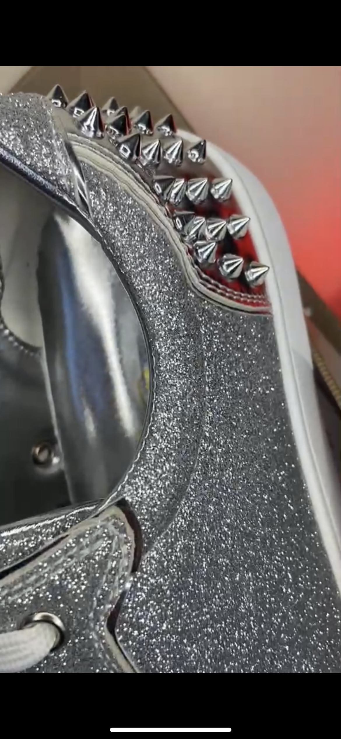 CL red bottom trainer glitter double stud
