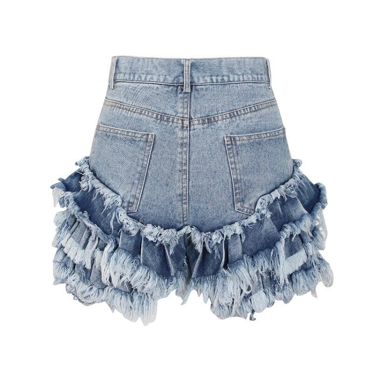 Leah frill denim short