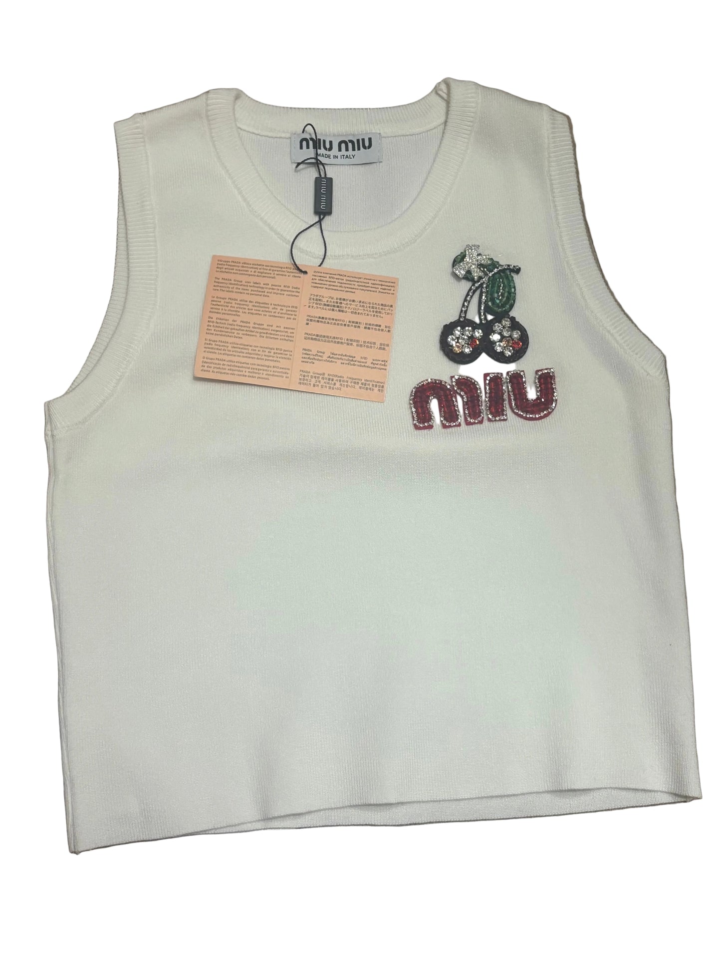 ( in stock fits s/m ) miu diamante beaded knit vest
