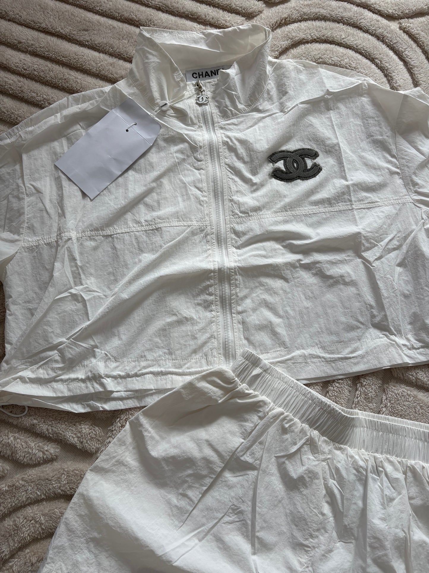 Cc windbreaker co ord set white cream
