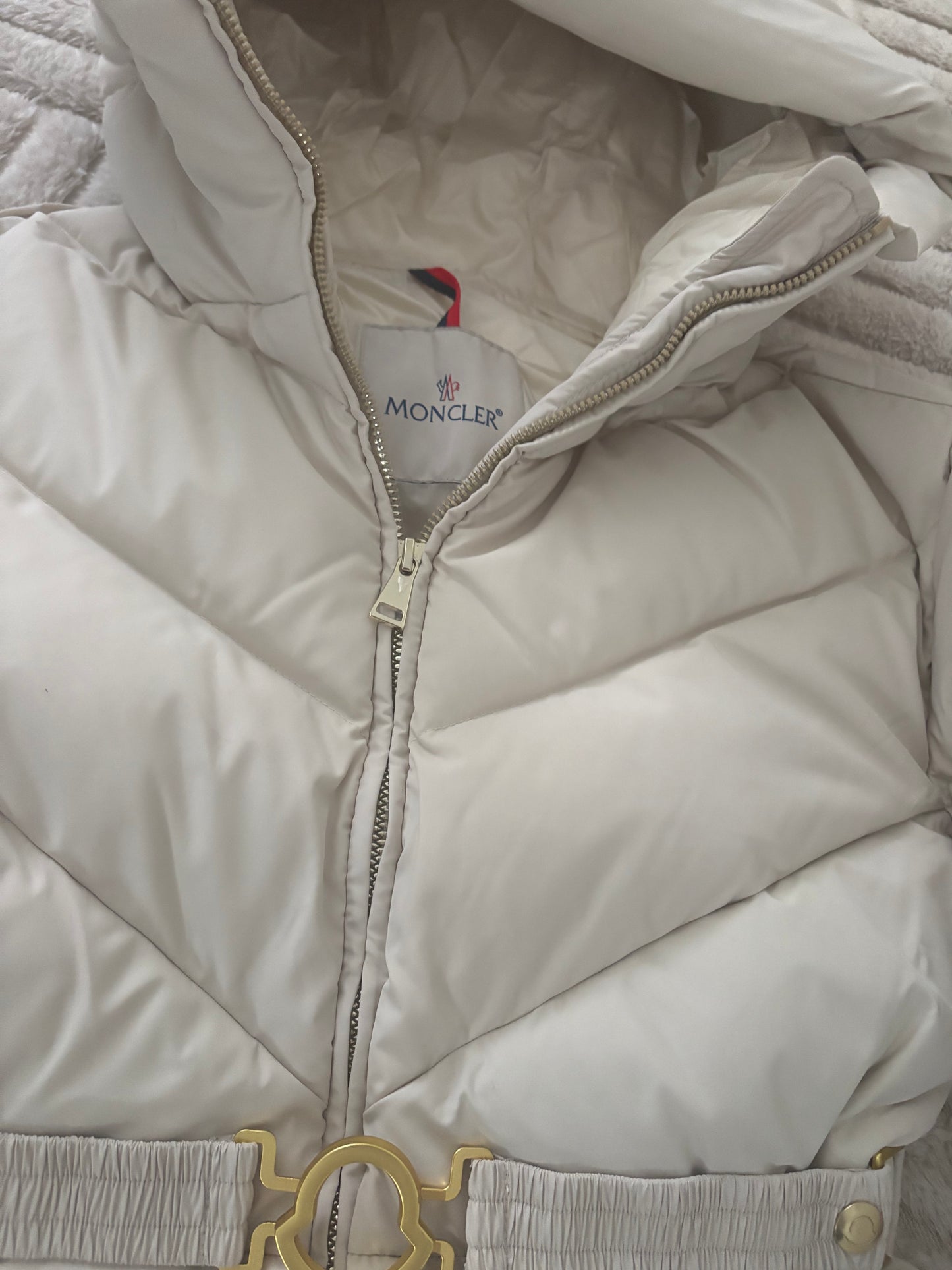 ( in stock size S - fits 6- 8/10 ) Mon cream down belted jacket