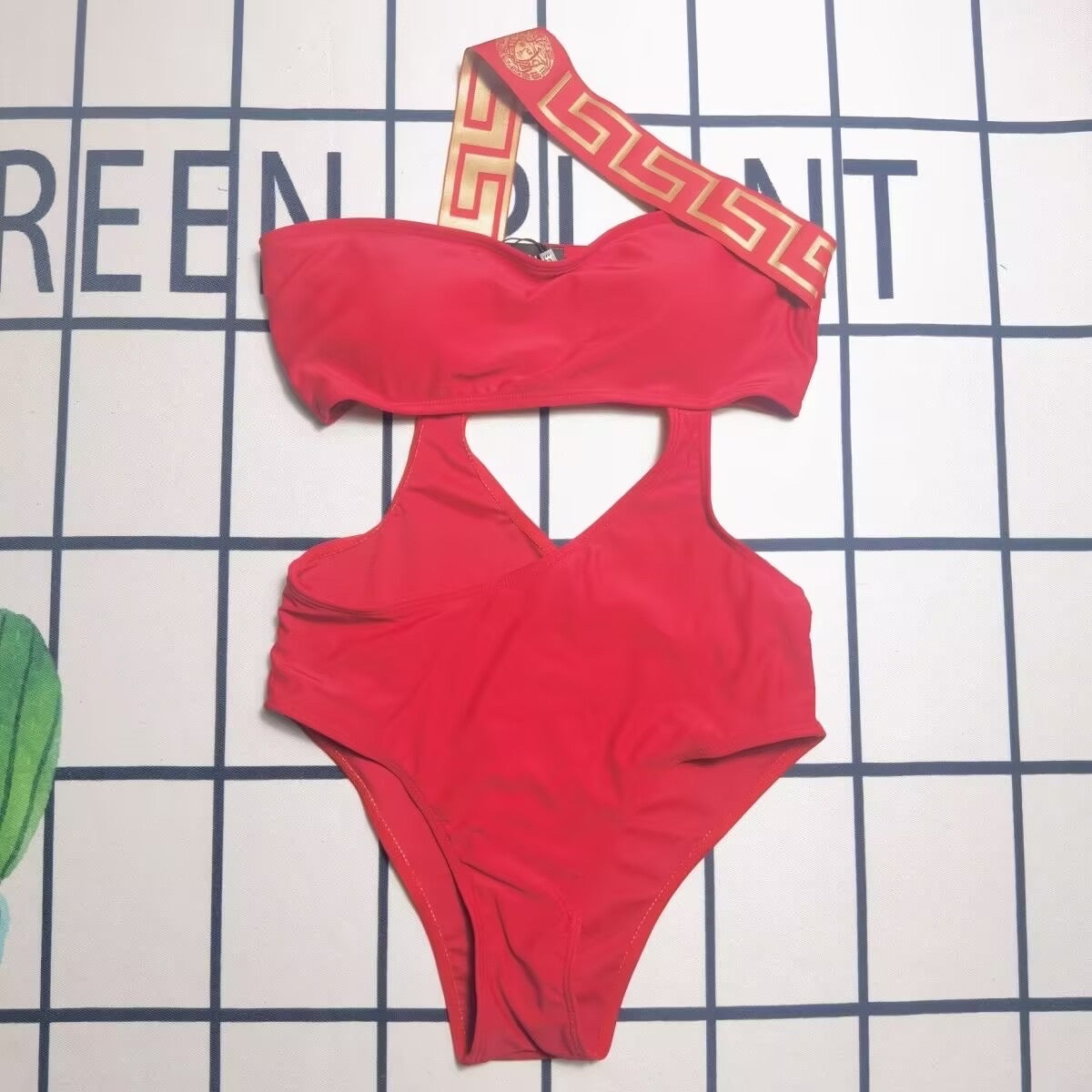 Vers@ce swim suit coral red