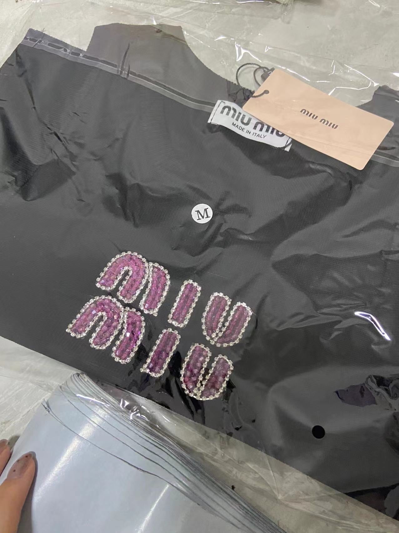 MIU cami top black pink detailing