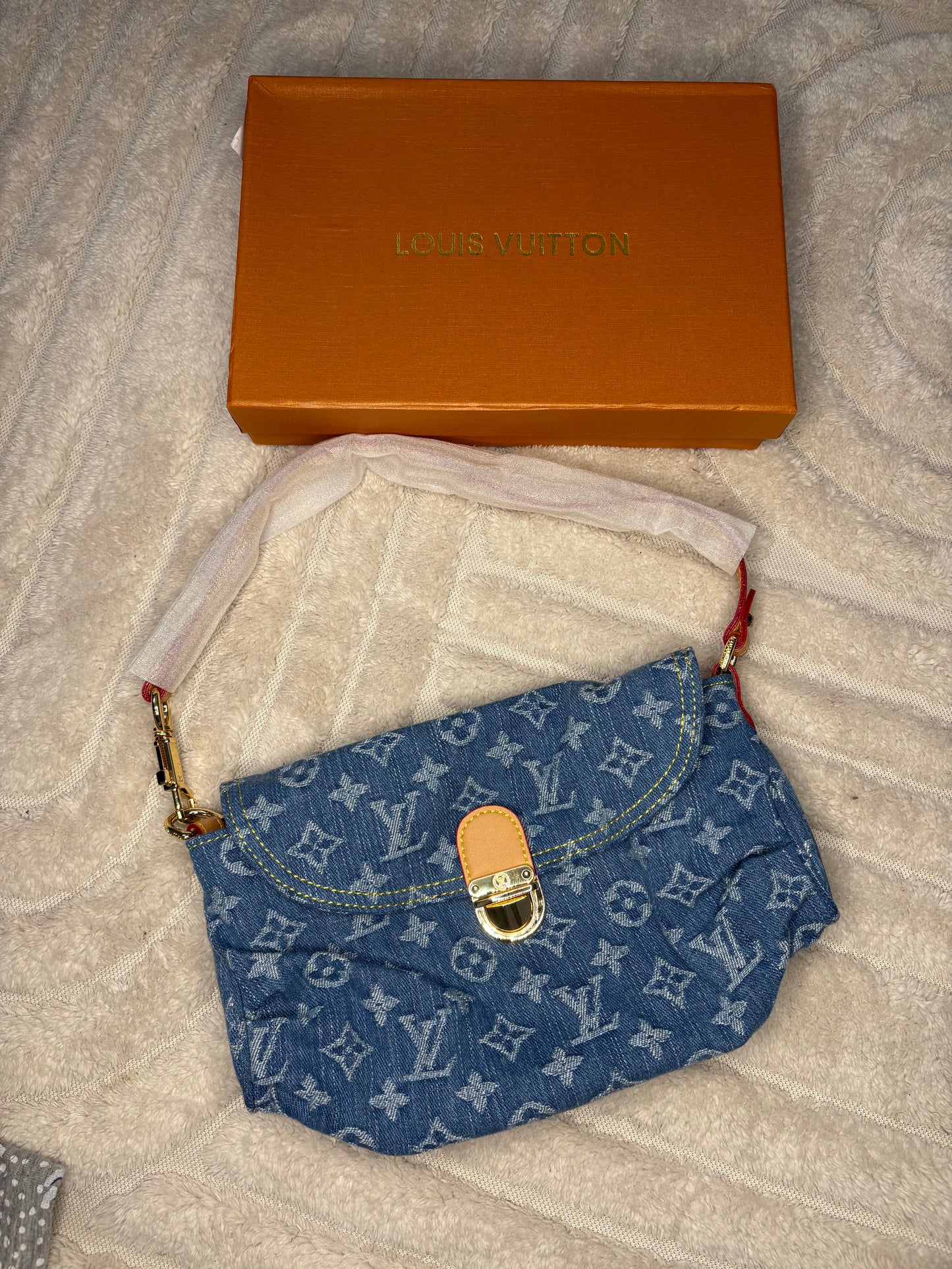 Louie denim shoulder bag