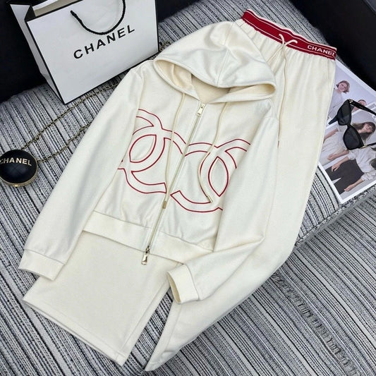 Cc flare tracksuit cream red