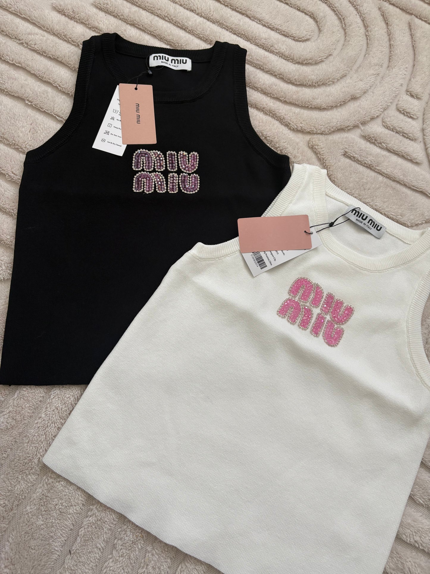 MIU cami top black pink detailing