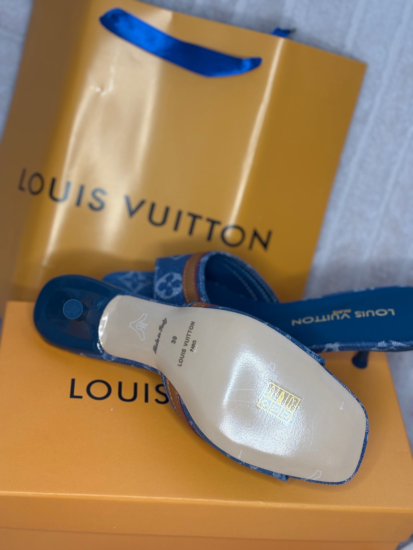 Louie denim kitten heel dark wash denim