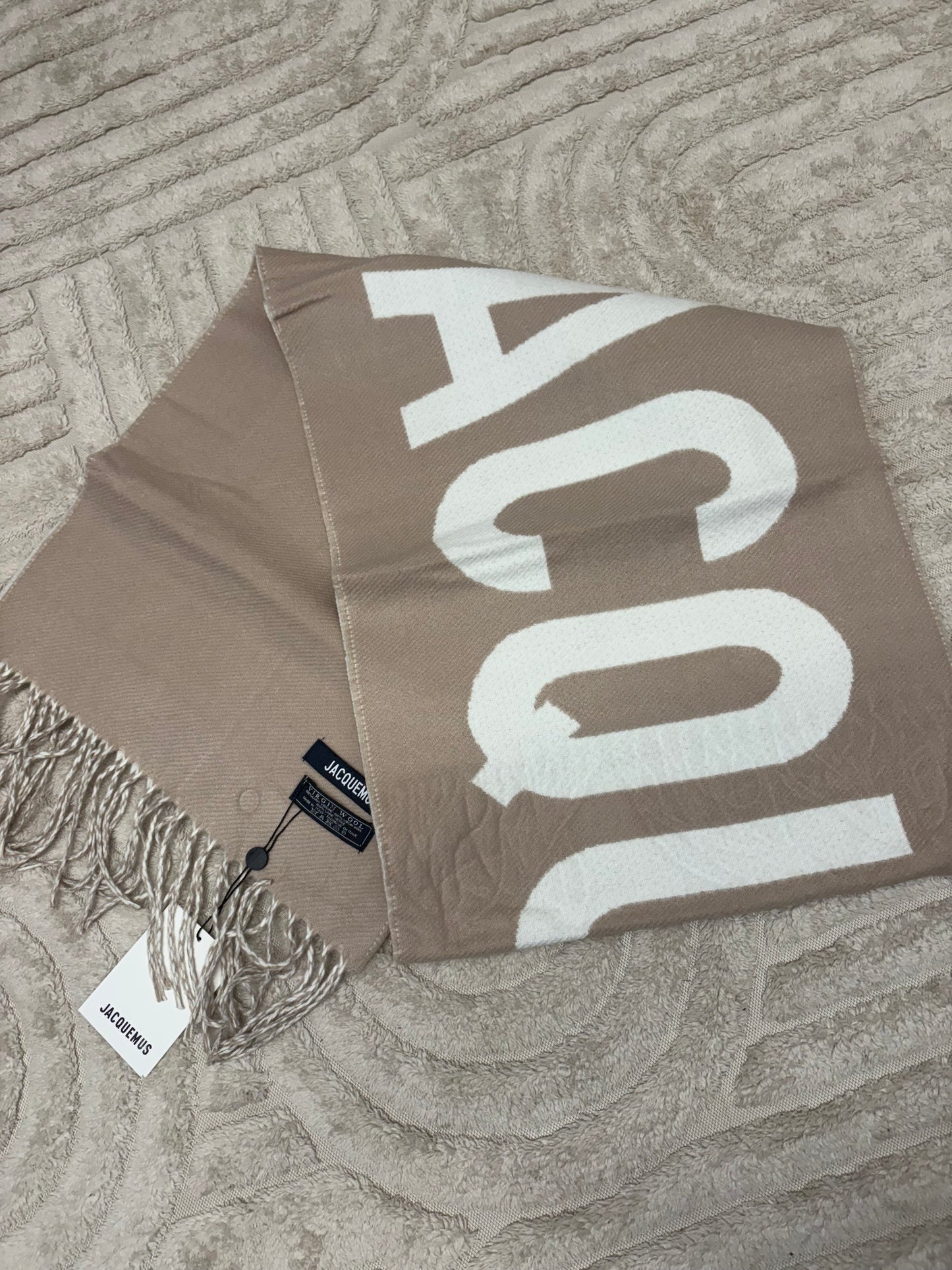 ( in stock ) wool jaq scarf beige