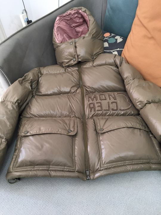 Khaki brown pink mon down jacket