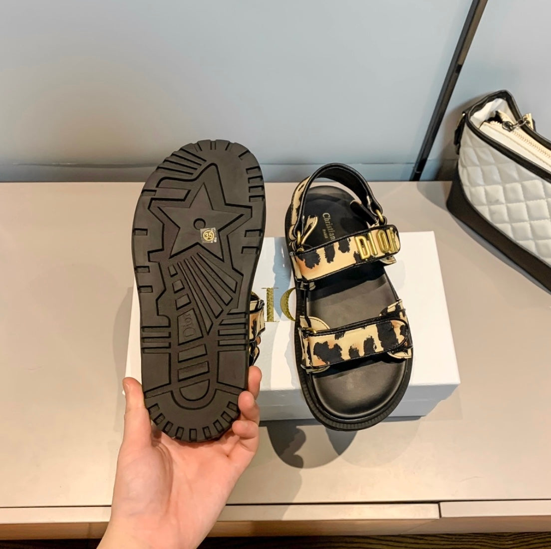 Leopard chunky d sandal
