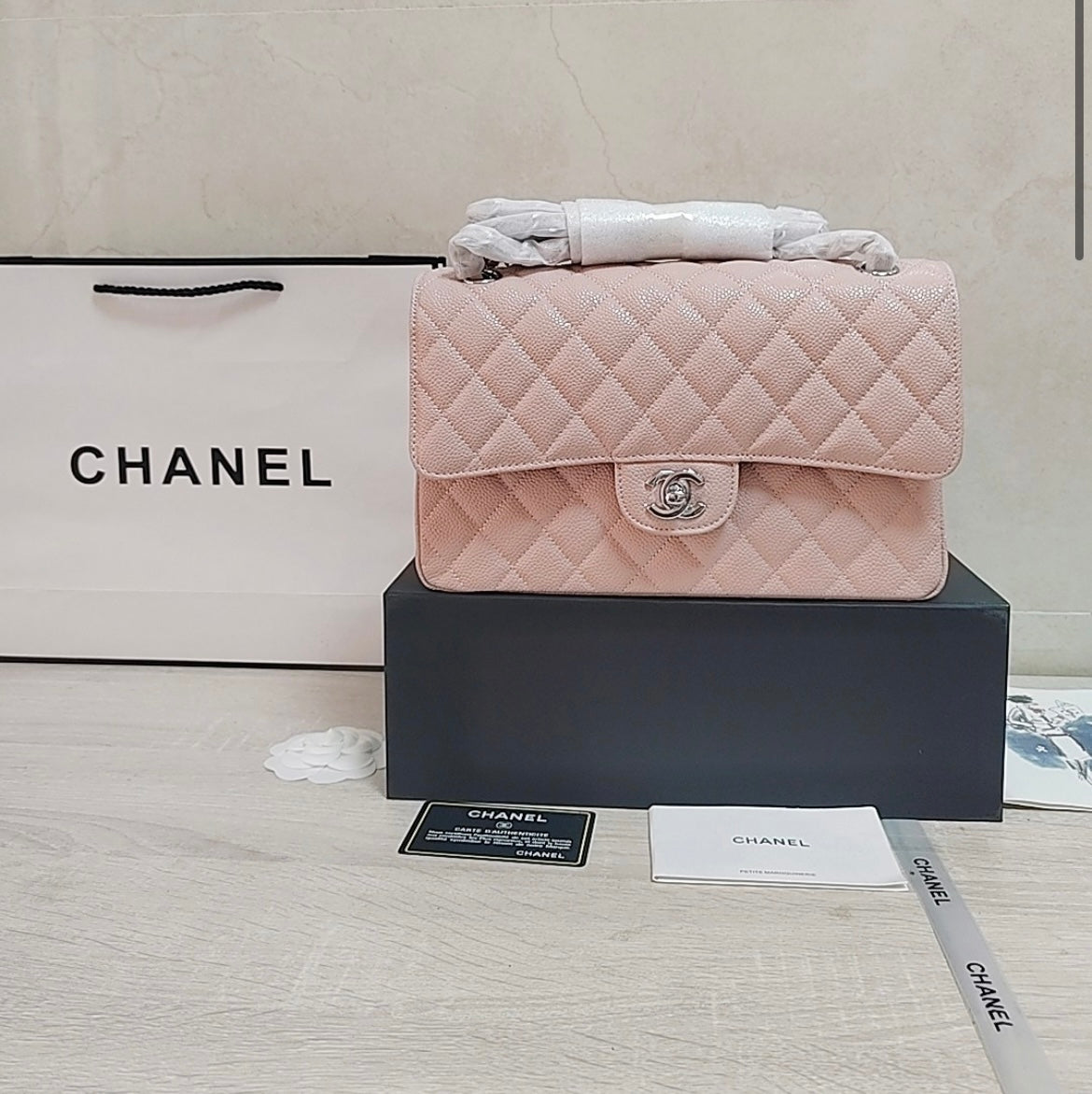 Cc classic flap dusty rose