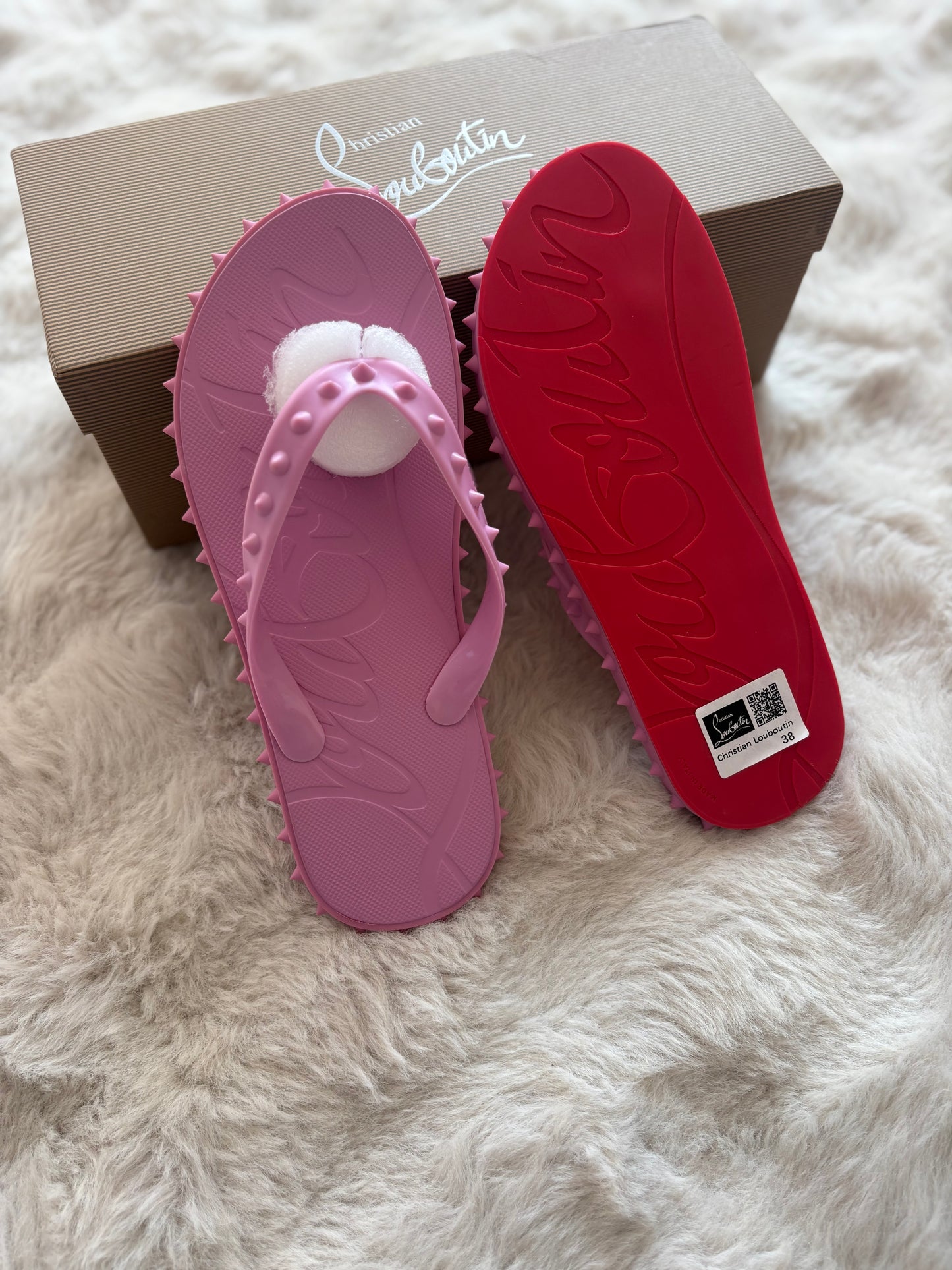 ( in stock size 5/5.5 ) pink red bottom flip flop