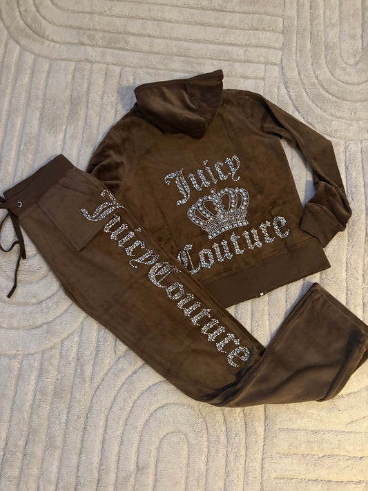 ( in stock fits 6/8 ) Choclate brown velour tracksuit