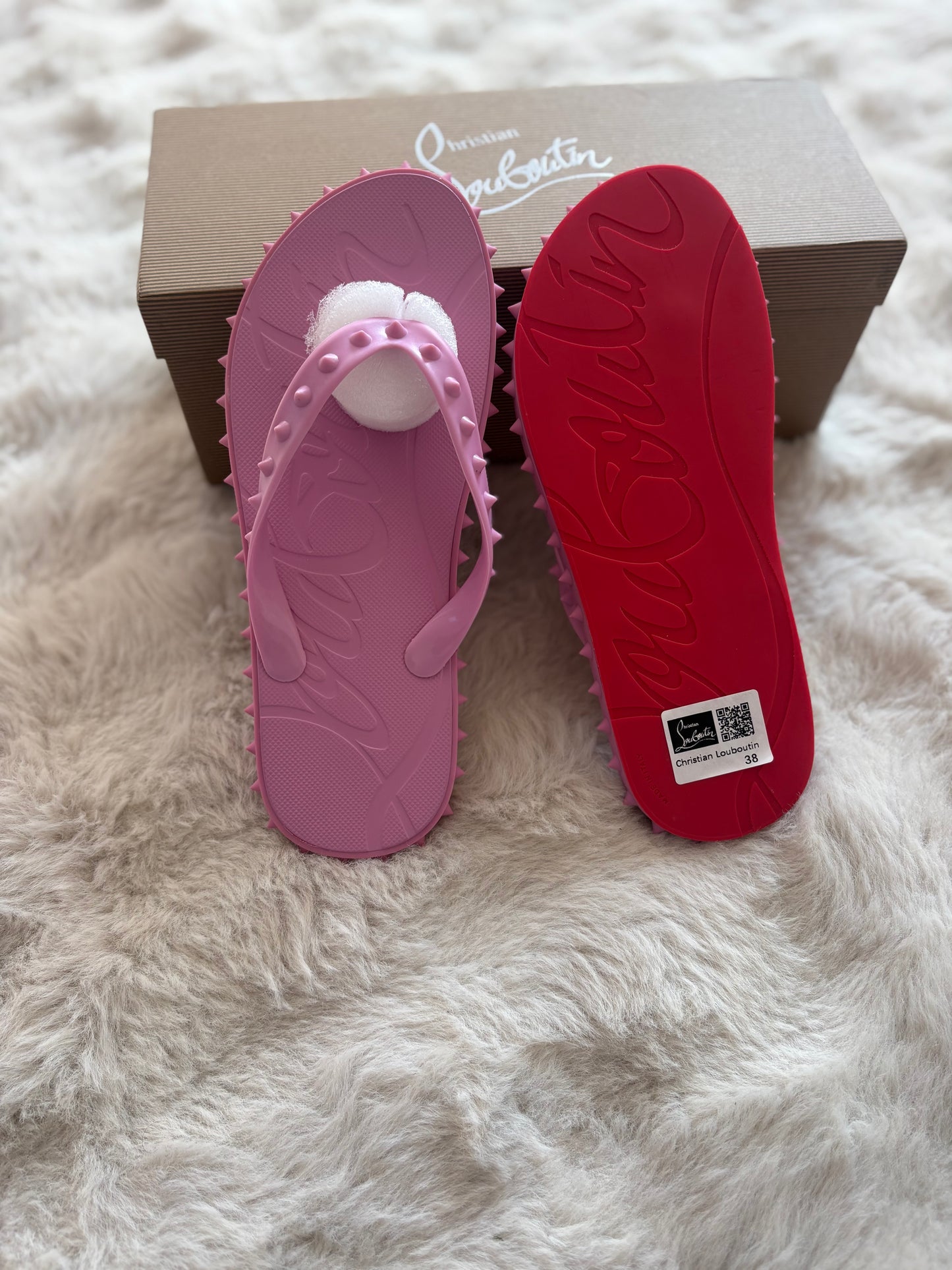 ( in stock size 5/5.5 ) pink red bottom flip flop