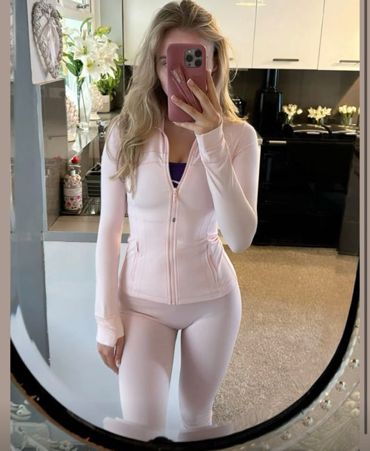 Lulu define jacket legging full yoga set baby pink