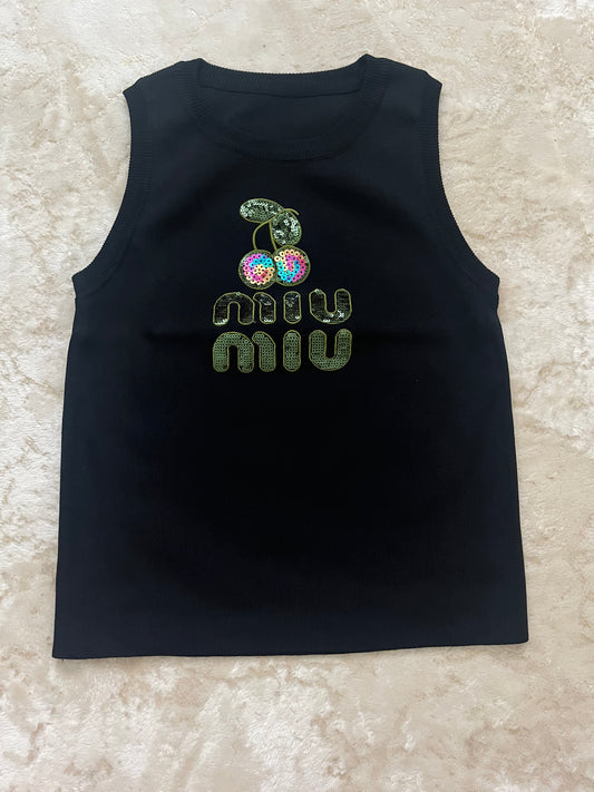 miu Cherry vest black