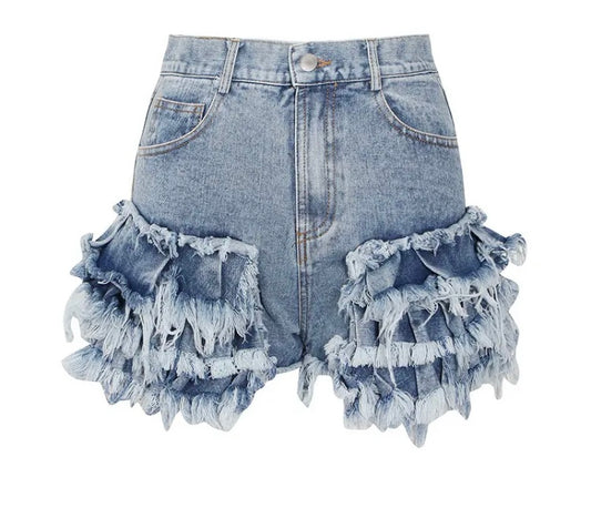 Leah frill denim short