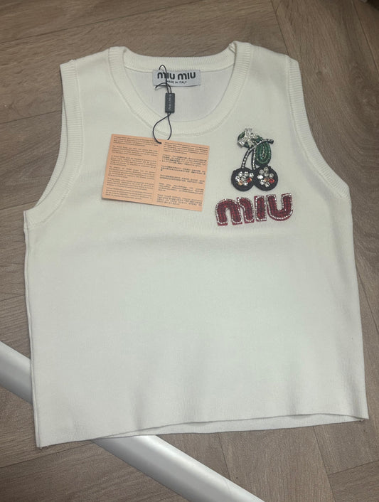 ( in stock fits s/m ) miu diamante beaded knit vest