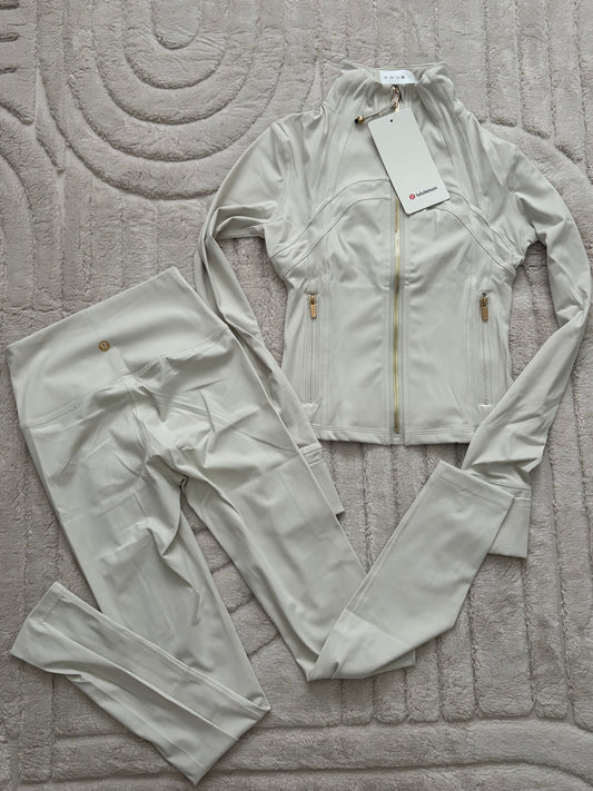 lulu🍋 cream gold zipper gym set