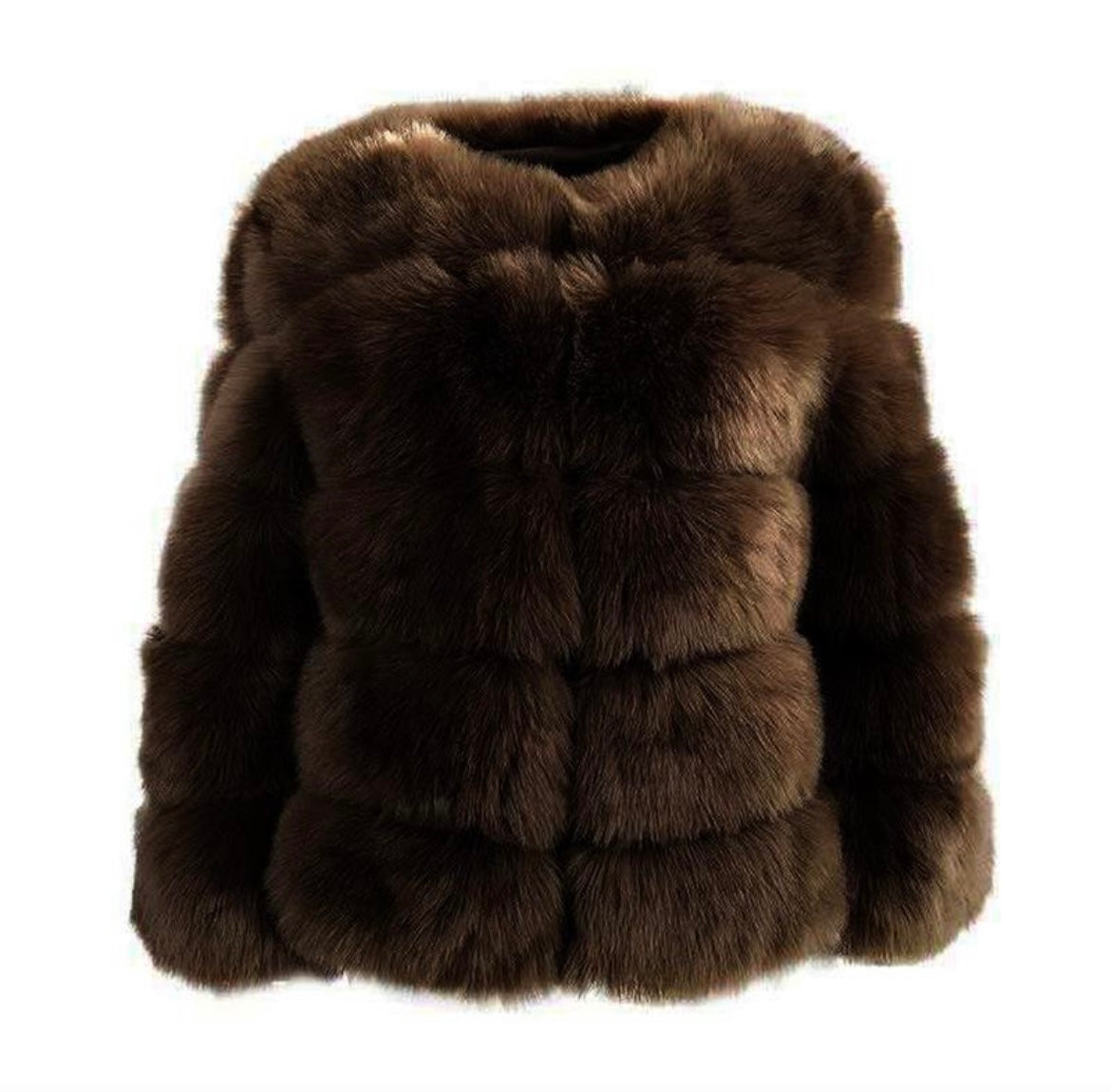 100% fox fur coat colour : coffee