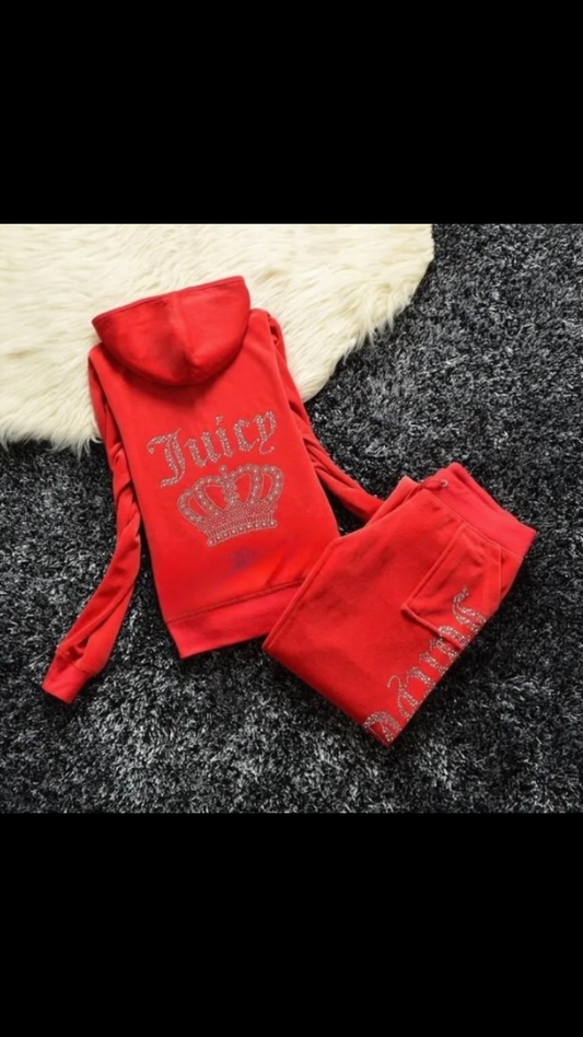 Rhinestone tracksuit red