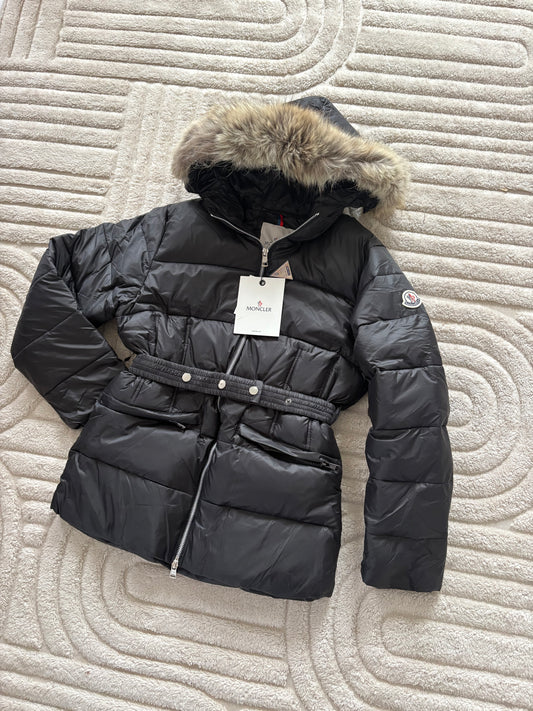 ( in stock size Small ) Mon belted coat with fur