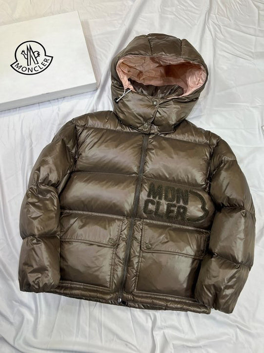 Khaki brown pink mon down jacket