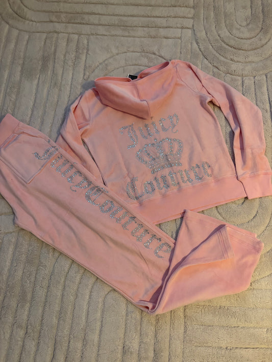 ( in stock fits size 8/10 ) baby pink velour tracksuit