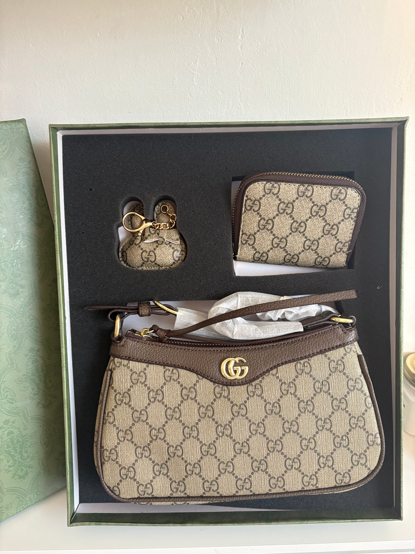 ( in stock ) gg gift set - shoulder bag - purse & keychain