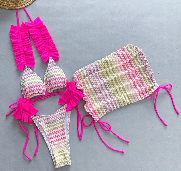 Marbella 3 peice bikini set pink