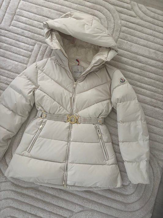 ( in stock size S - fits 6- 8/10 ) Mon cream down belted jacket