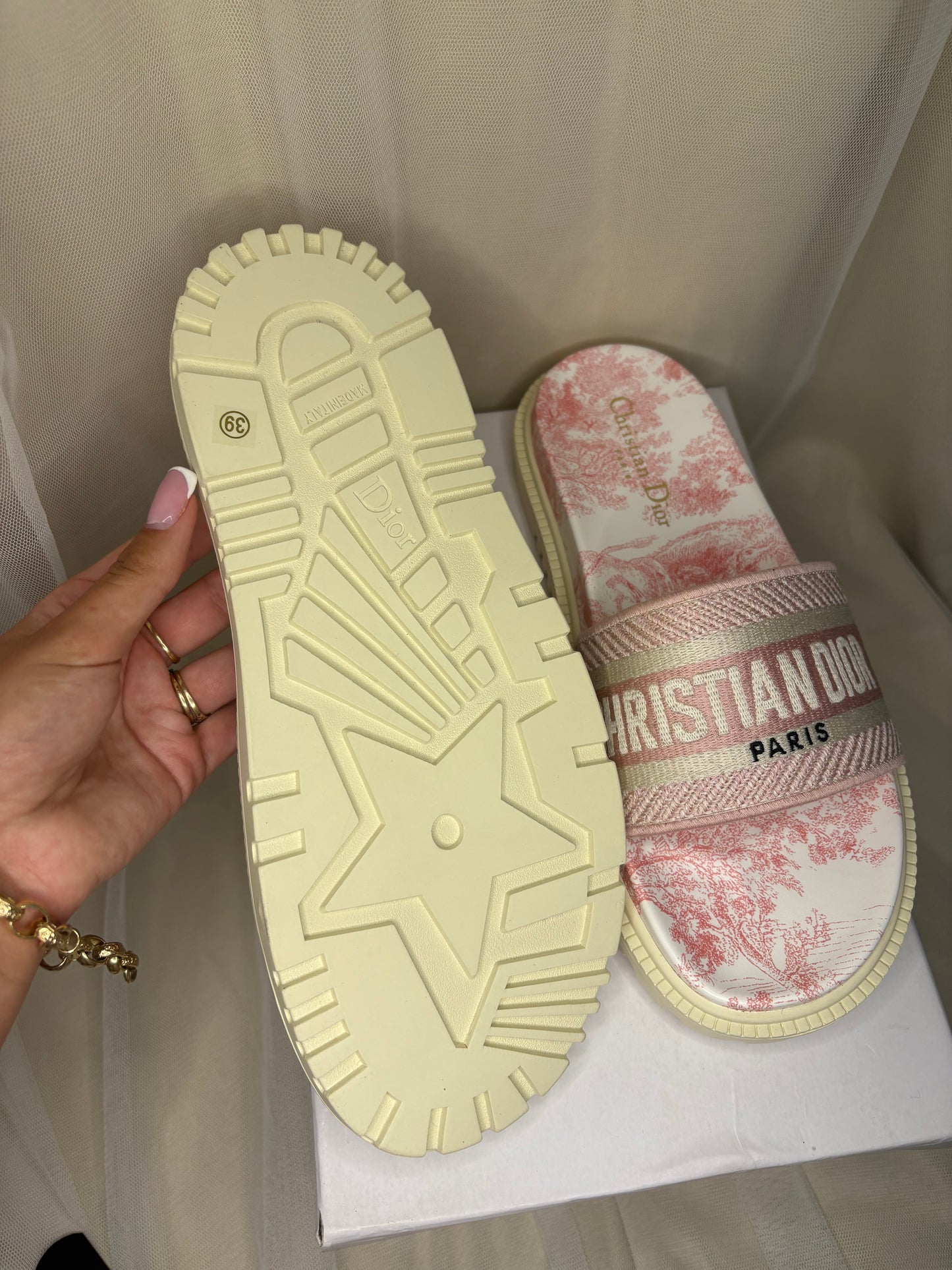 Christian D thick sole pool slide