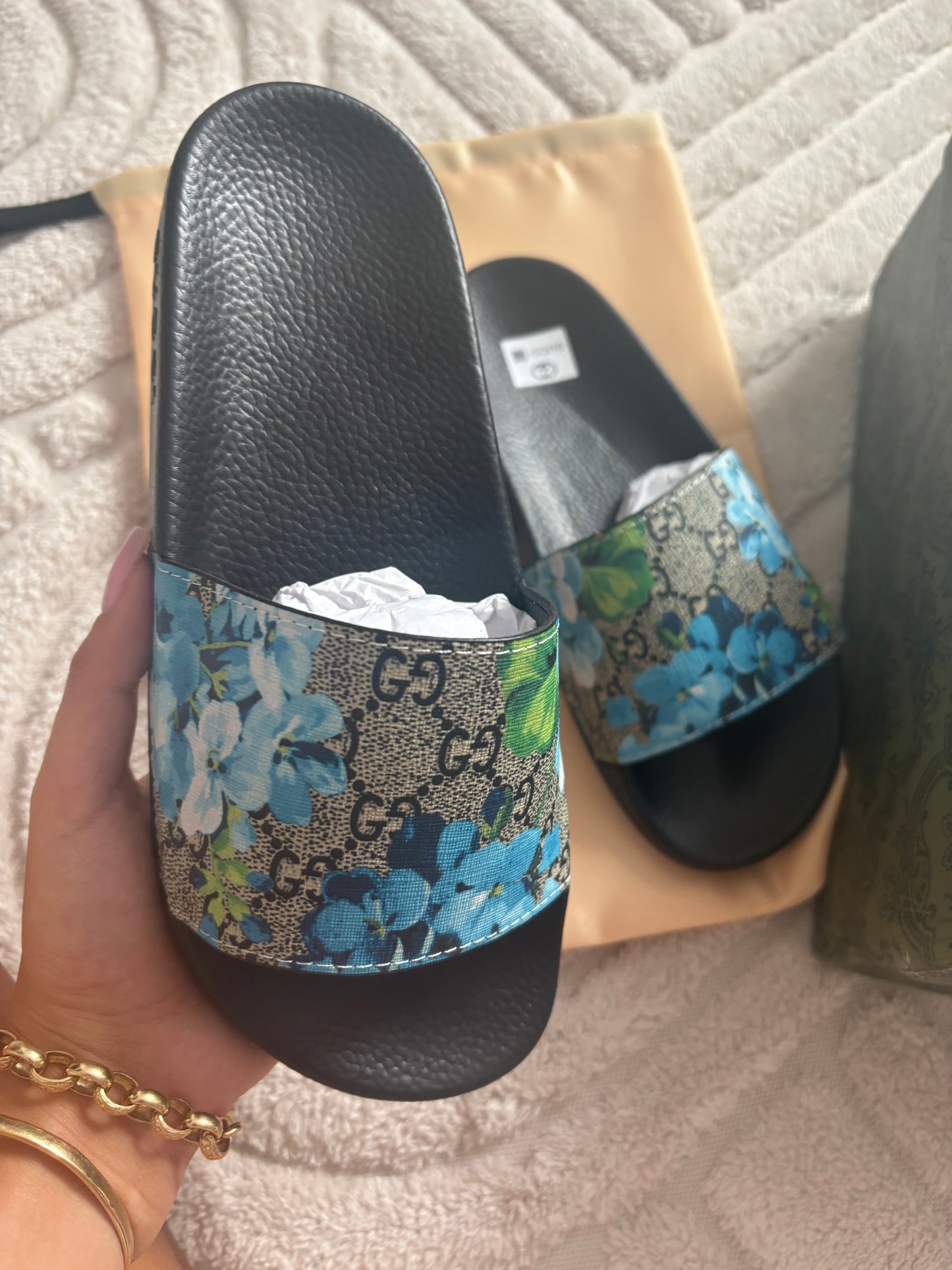 ( in stock size 4-4.5 ) gg bloom slide blue