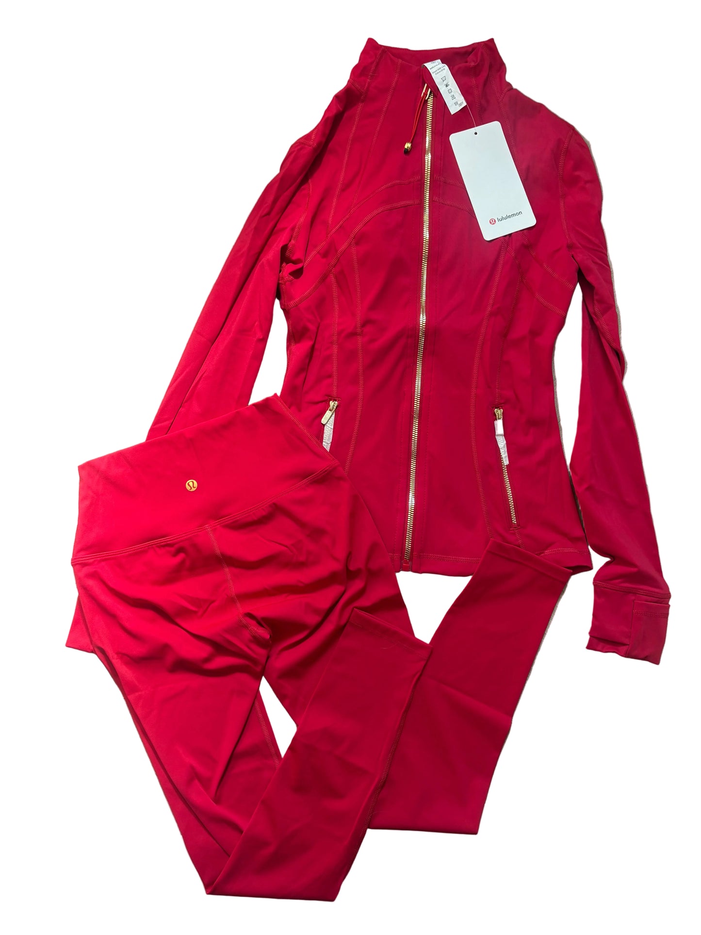 ( in stock size 8/10 ) Lulu red gold zipper