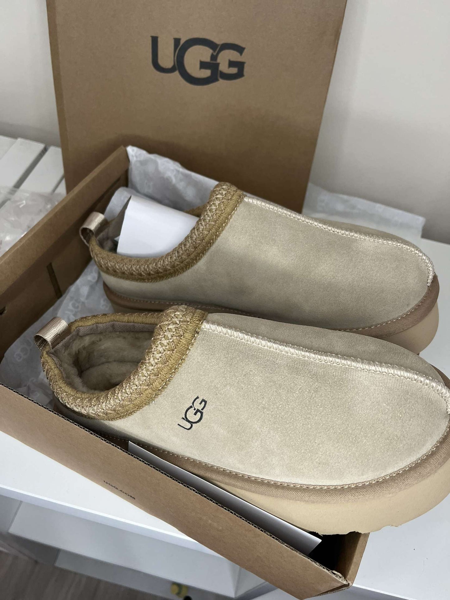 Taz platform slipper light camel